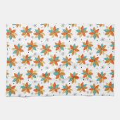 Heldere Abstracte bloemen Mid Century Pattern Theedoek (Horizontaal)