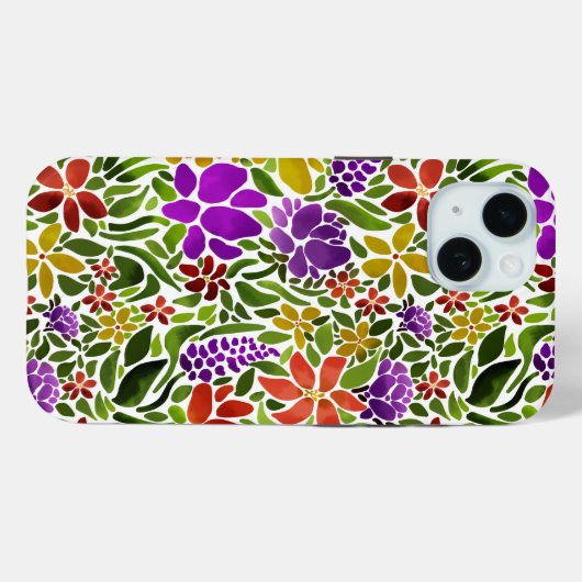 Heldere abstracte bloemige Hoesje-Mate iPhone case (Achterkant (horizontaal))