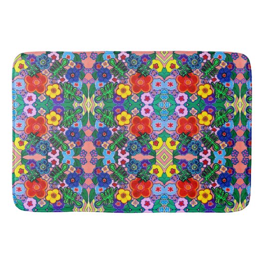 Heldere Abstracte bloemkunst Badmat (Voorkant)