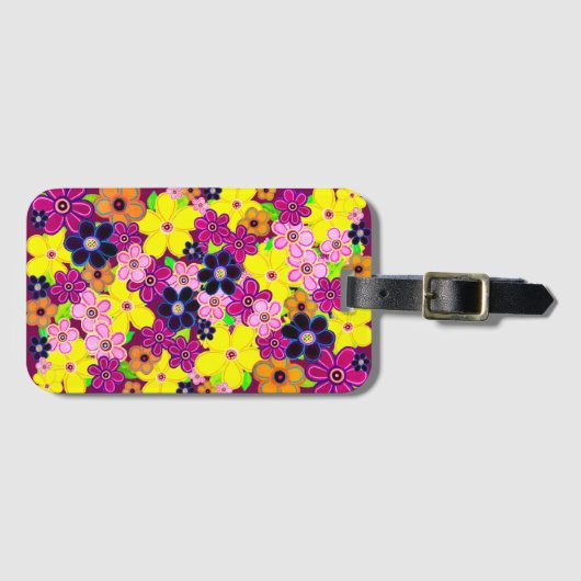Heldere Abstracte bloemkunst Bagagelabel (Voorkant (horizontaal))