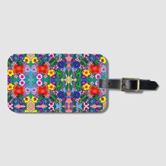 Heldere Abstracte bloemkunst Bagagelabel (Voorkant (horizontaal))