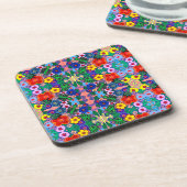 Heldere Abstracte bloemkunst Bier Onderzetter (Linkerzijde)
