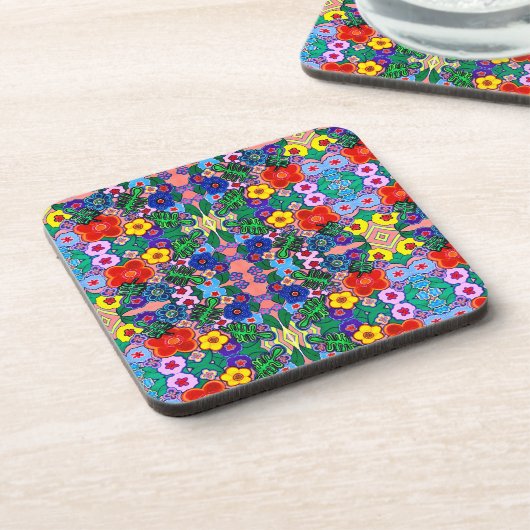 Heldere Abstracte bloemkunst Bier Onderzetter (Linkerzijde)