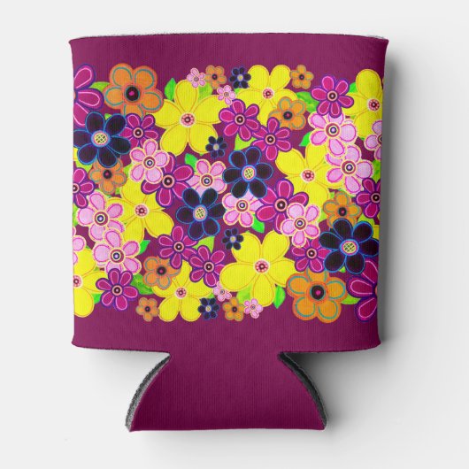 Heldere Abstracte bloemkunst Blikjeskoeler (Voorkant)