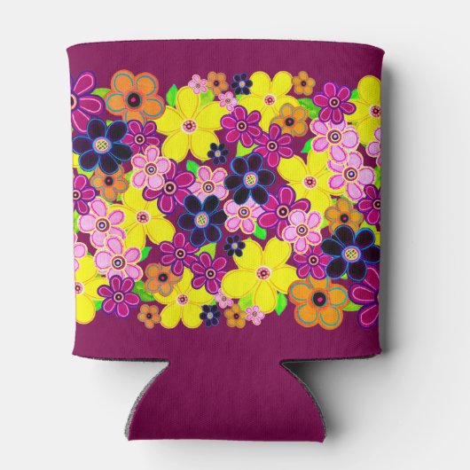 Heldere Abstracte bloemkunst Blikjeskoeler (Achterkant)