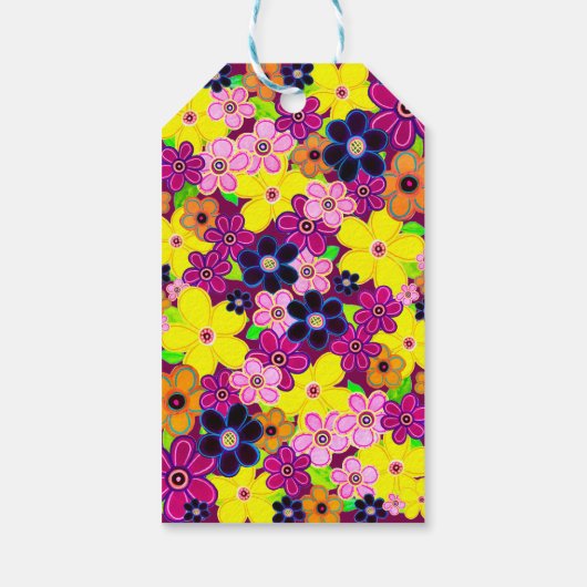 Heldere Abstracte bloemkunst Cadeaulabel (Achterkant)