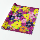 Heldere Abstracte bloemkunst Cadeaupapier (Uitgerold)