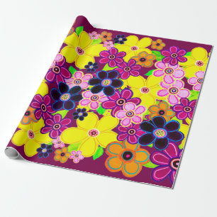 Heldere Abstracte bloemkunst Cadeaupapier
