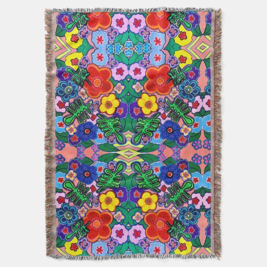 Heldere Abstracte bloemkunst Deken (Voorkant Verticaal)