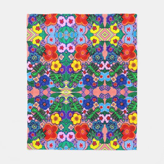 Heldere Abstracte bloemkunst Fleece Deken (Voorkant)