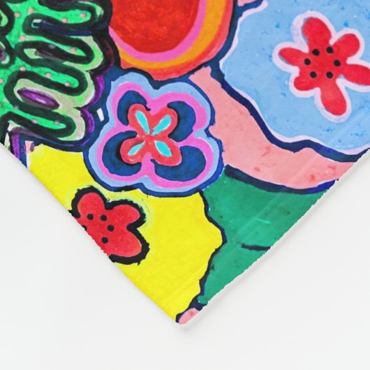 Heldere Abstracte bloemkunst Fleece Deken (Hoek)