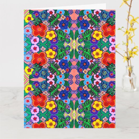 Heldere Abstracte bloemkunst Kaart (Gele Bloem)