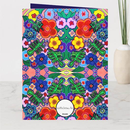 Heldere Abstracte bloemkunst Kaart (Achterkant)