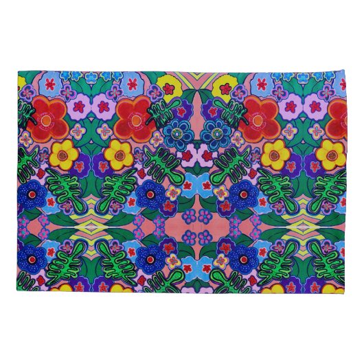 Heldere Abstracte bloemkunst Kussensloop (Achterkant)