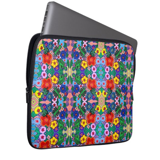 Heldere Abstracte bloemkunst Laptop Sleeve (Voorkant Rechts)