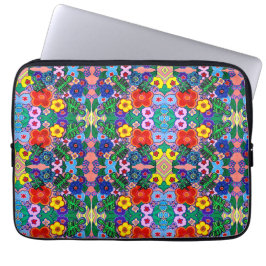Heldere Abstracte bloemkunst Laptop Sleeve