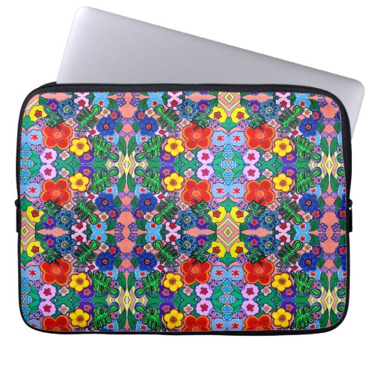 Heldere Abstracte bloemkunst Laptop Sleeve (Voorkant)