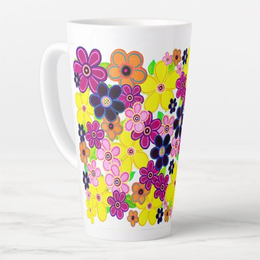 Heldere Abstracte bloemkunst Latte Mok (Linkerhoek)