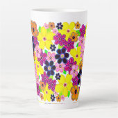 Heldere Abstracte bloemkunst Latte Mok (Voorkant)