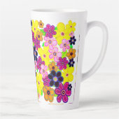 Heldere Abstracte bloemkunst Latte Mok (Rechts)
