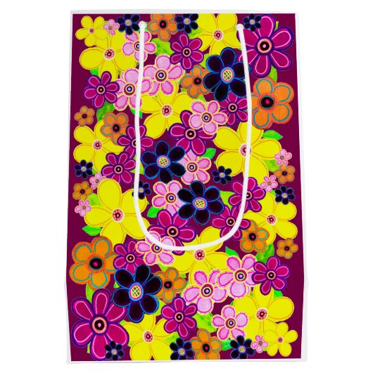 Heldere Abstracte bloemkunst Medium Cadeauzakje (Achterkant)