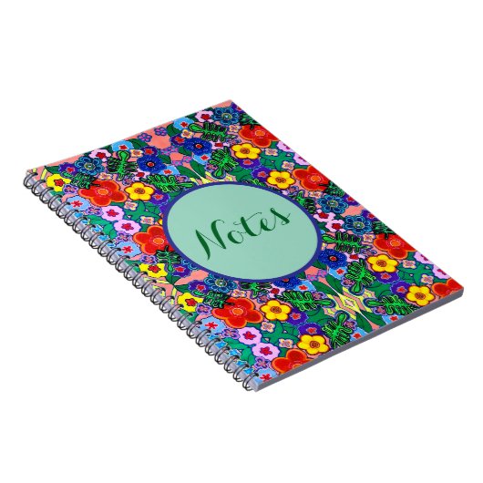 Heldere Abstracte bloemkunst Notitieboek (Rechterzijde)