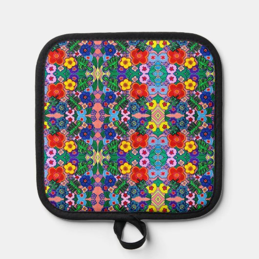 Heldere Abstracte bloemkunst Pannenlap (Voorkant)