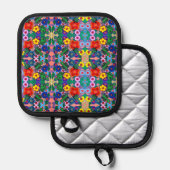 Heldere Abstracte bloemkunst Pannenlap (Voorkant / Achterkant)