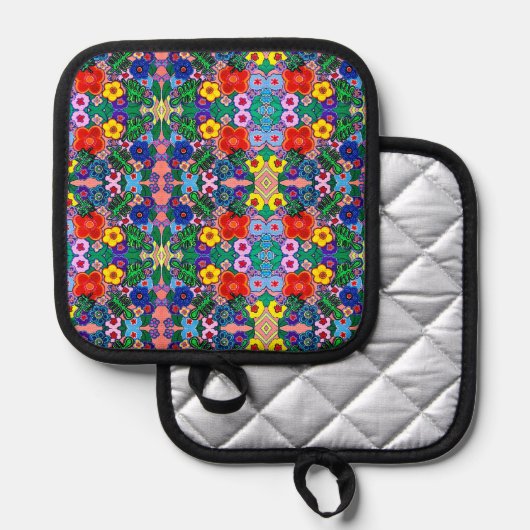 Heldere Abstracte bloemkunst Pannenlap (Voorkant / Achterkant)