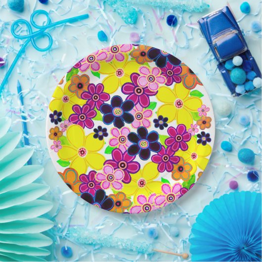 Heldere Abstracte bloemkunst Papieren Bordje (Feest)