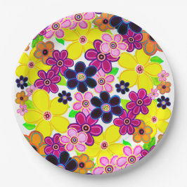 Heldere Abstracte bloemkunst Papieren Bordje