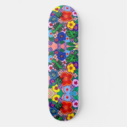 Heldere Abstracte bloemkunst Persoonlijk Skateboard (Voorkant)