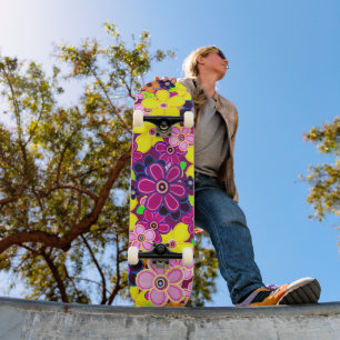 Heldere Abstracte bloemkunst Persoonlijk Skateboard