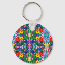 Heldere Abstracte bloemkunst Sleutelhanger