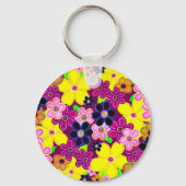 Heldere Abstracte bloemkunst Sleutelhanger (Voorkant)