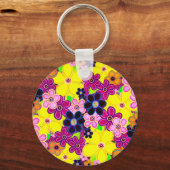 Heldere Abstracte bloemkunst Sleutelhanger (Achterkant)