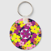 Heldere Abstracte bloemkunst Sleutelhanger (Voorkant)