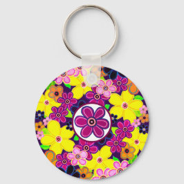 Heldere Abstracte bloemkunst Sleutelhanger