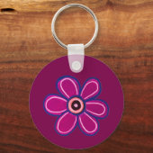 Heldere Abstracte bloemkunst Sleutelhanger (Achterkant)