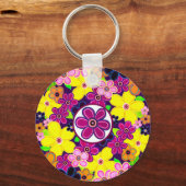 Heldere Abstracte bloemkunst Sleutelhanger (Voorkant)