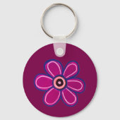 Heldere Abstracte bloemkunst Sleutelhanger (Achterkant)