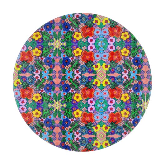 Heldere Abstracte bloemkunst Snijplank (Voorkant)