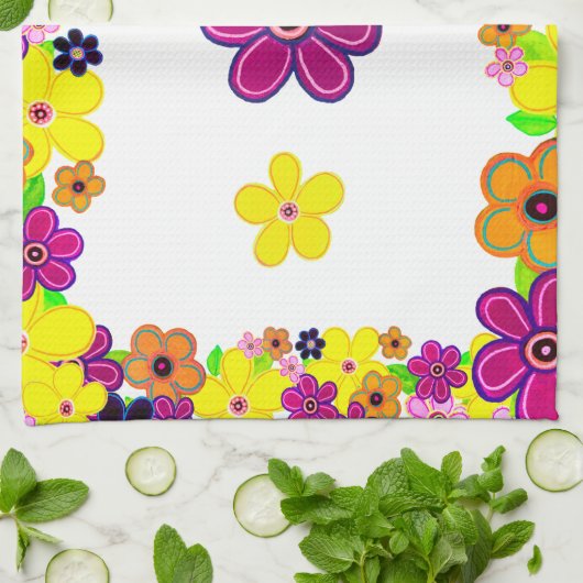 Heldere Abstracte bloemkunst Theedoek (Gevouwen)