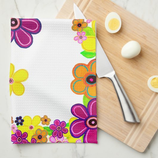 Heldere Abstracte bloemkunst Theedoek (Quarter Fold)