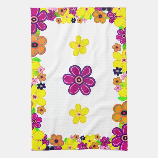 Heldere Abstracte bloemkunst Theedoek (Verticaal)