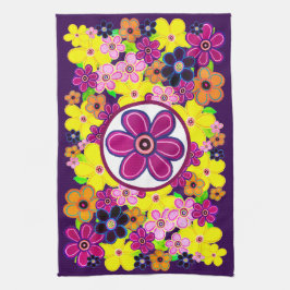 Heldere Abstracte bloemkunst Theedoek