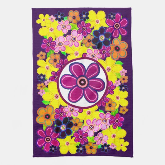 Heldere Abstracte bloemkunst Theedoek (Verticaal)