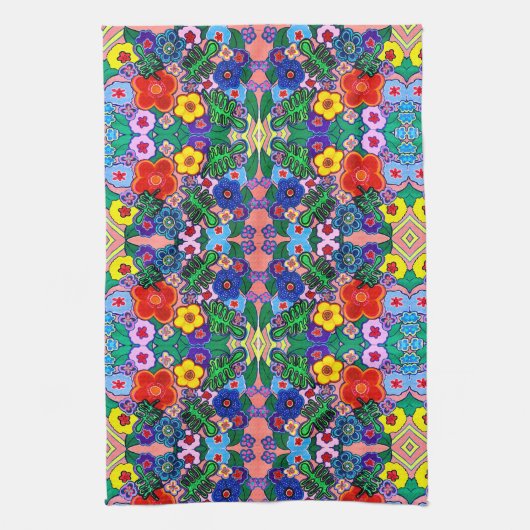 Heldere Abstracte bloemkunst Theedoek (Verticaal)