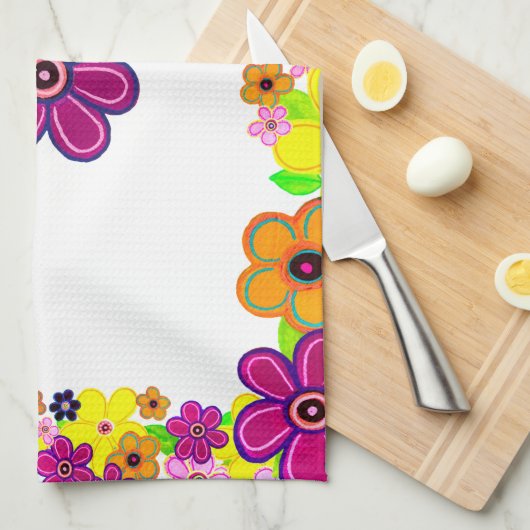 Heldere Abstracte bloemkunst Theedoek (Quarter Fold)