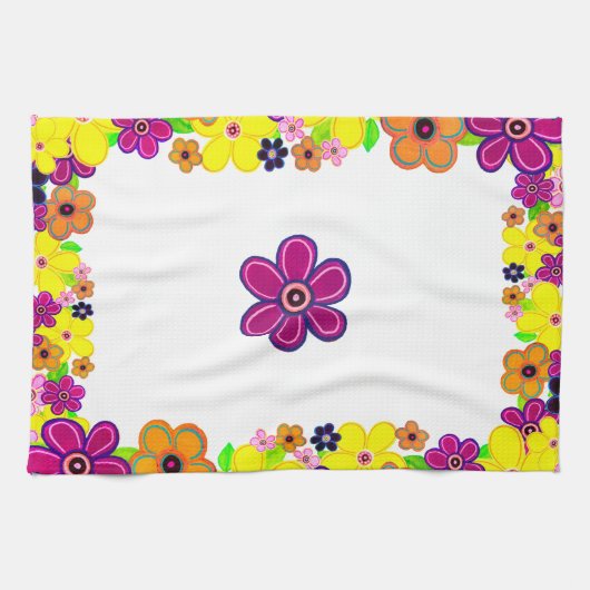 Heldere Abstracte bloemkunst Theedoek (Horizontaal)